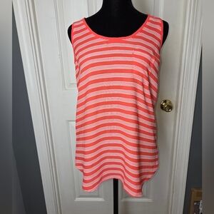 Loft Striped Coral/ Orange Sleeveless Top Womens Xsmall